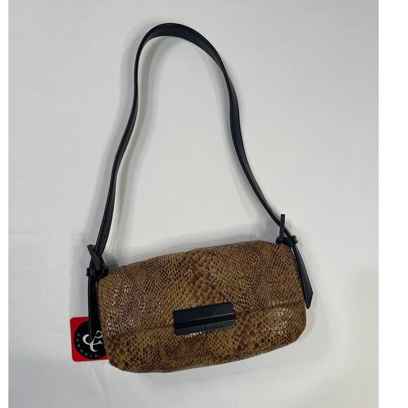Frankie & Johnnie Snake Pattern Shoulder Bag Black & Tan - Picture 4 of 10